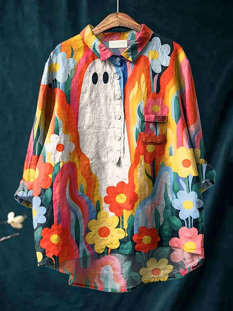 ホラー植物アートTシャツ